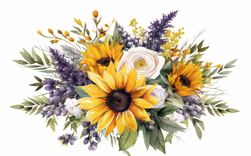 Ramos de flores en acuarela, fondo ilustración 546