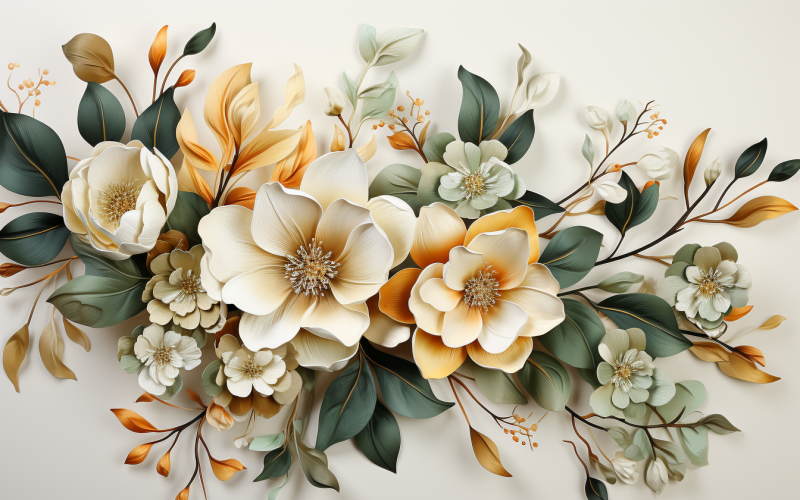 Watercolor Flowers Bouquets, illustration background 523