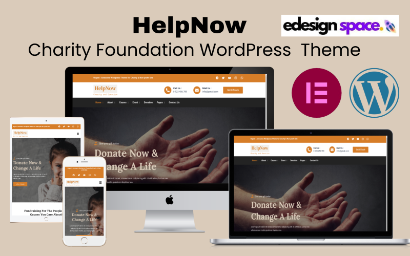 HelpNow - Tema de WordPress Elementor para donaciones y fundaciones benéficas