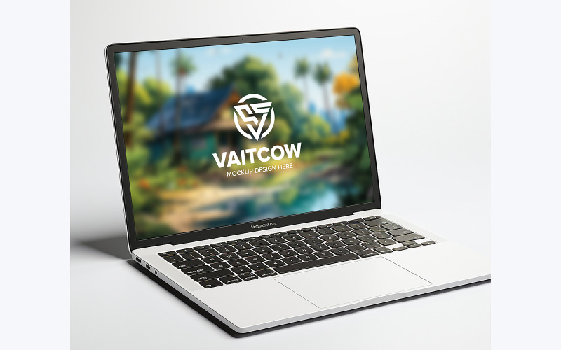 Maqueta de macbook realista psd, primer plano en maqueta de computadora portátil