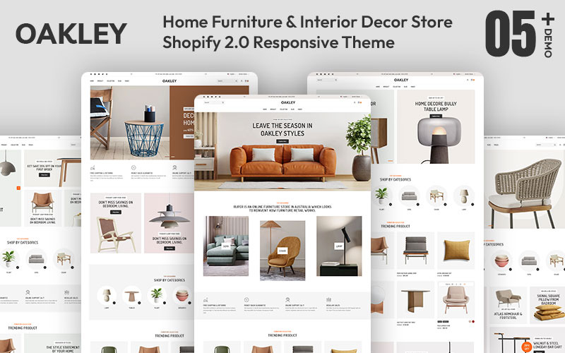Oakley - Geschäft für Wohnmöbel und Inneneinrichtung. Mehrzweck-Shopify 2.0 Responsive Theme
