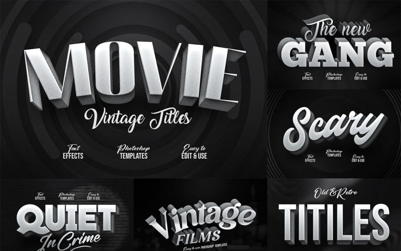 Títulos de filmes antigos - modelos do Photoshop