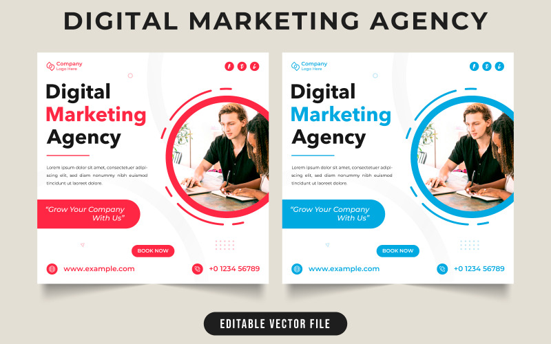 Vector de publicación de redes sociales de agencia de marketing digital