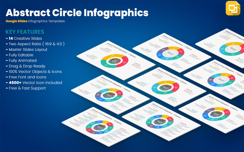 Abstraktní kruh infografiky Google Slides šablony