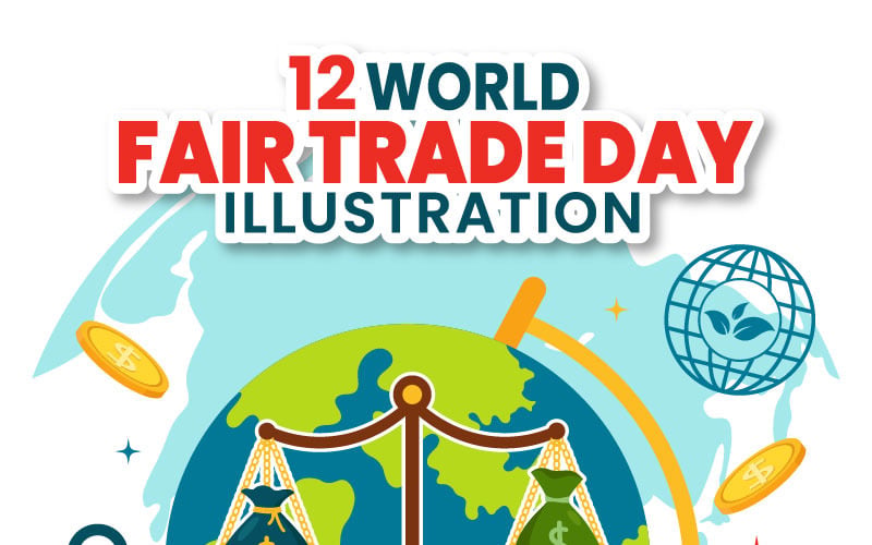 12 Ilustração vetorial do Dia Mundial do Comércio Justo