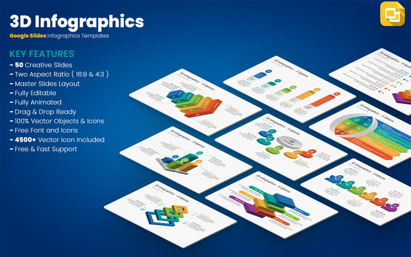 3D Infographics Google Slides-mallar