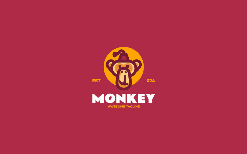 Logo de mascotte simple de singe 3