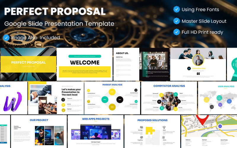 Modèle de présentation de diapositives Google de proposition parfaite