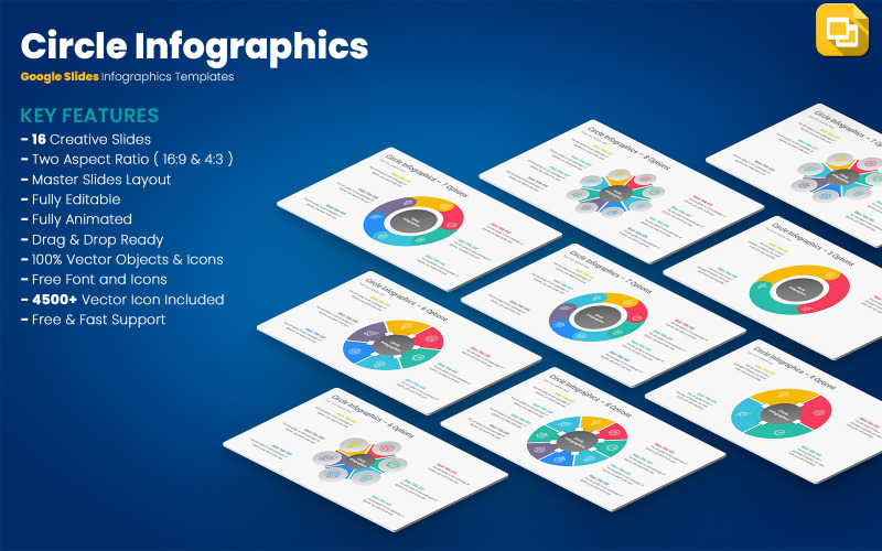 Modelos de infográficos circulares do Google Slides