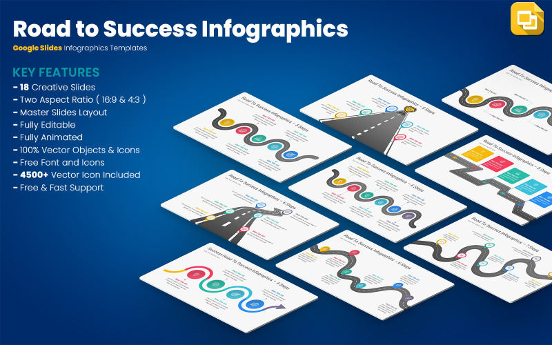 Modelos de Infográficos do Caminho para o Sucesso Google Slides