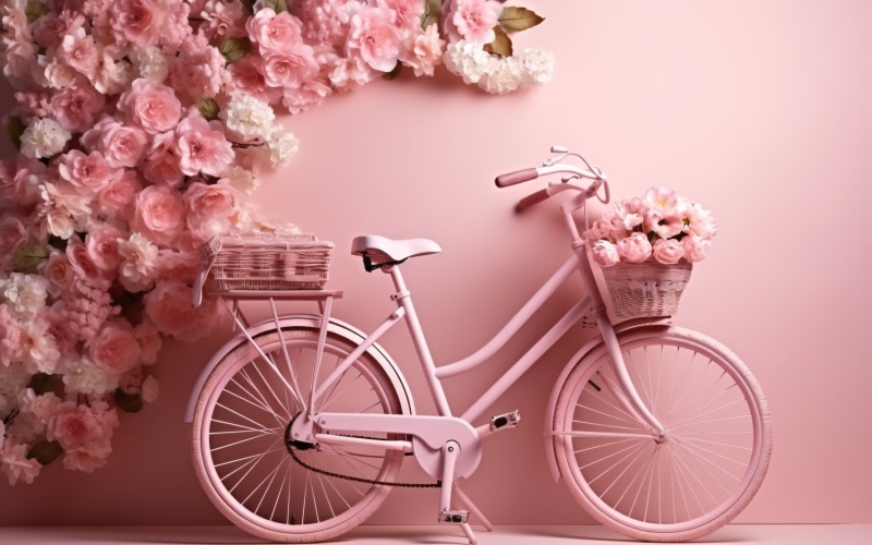 Kerékpár 11-es Valentin-napra díszített rózsaszín léggömbbel