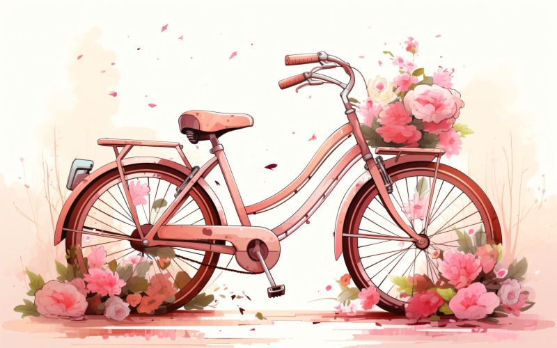 Kerékpár 24-i Valentin napra díszített rózsaszín léggömbbel