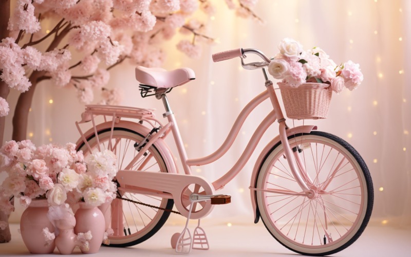 Kerékpár Rózsaszín lufival díszítve Valentin napra 12