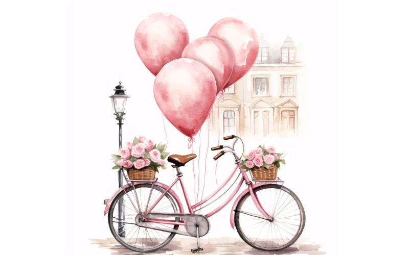 Kerékpár Rózsaszín lufival díszítve Valentin napra 21
