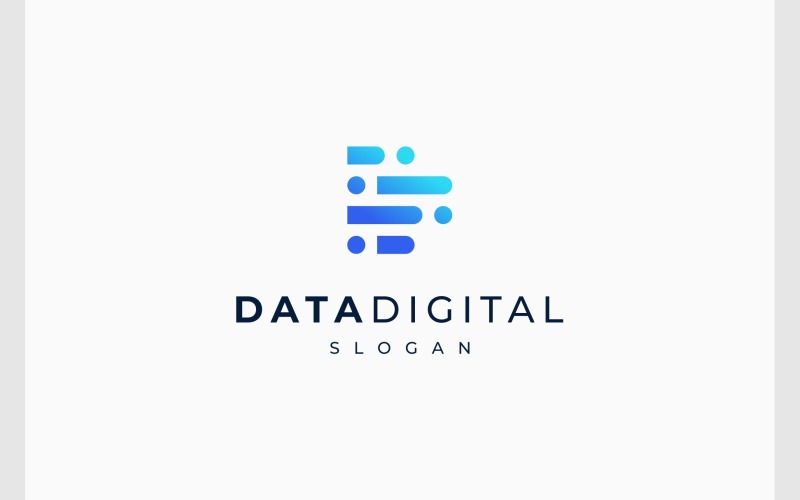 Logo della tecnologia digitale dei dati della lettera D