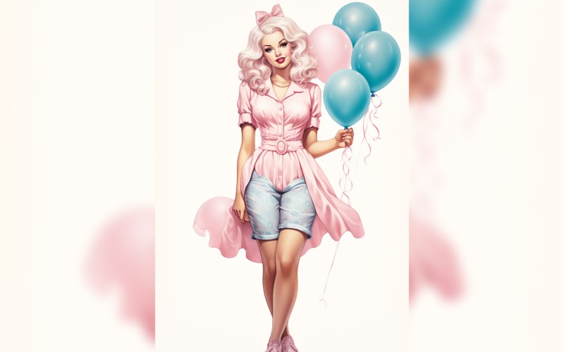 Chica con globo rosa y azul celebrando el día de San Valentín