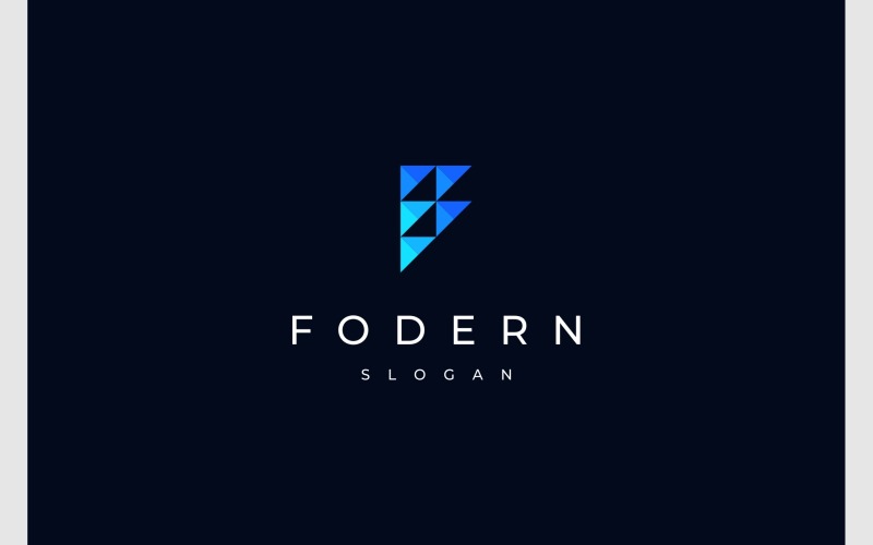 Lettre F Triangle Pixel Logo Moderne