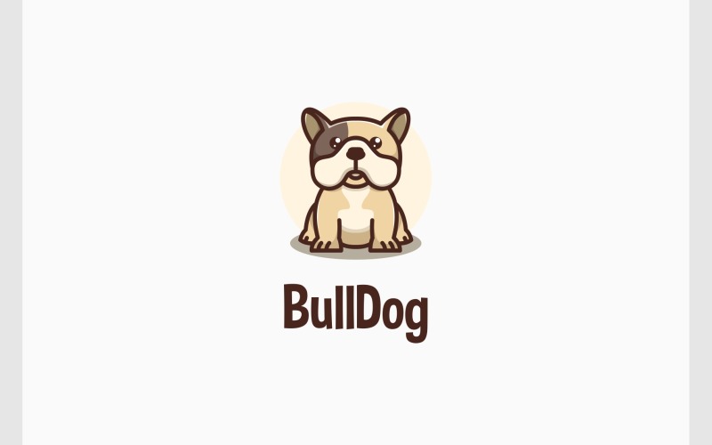 Logo de mascotte de chien bouledogue mignon