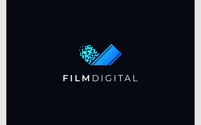 Logo technologii cyfrowej na pasku filmowym