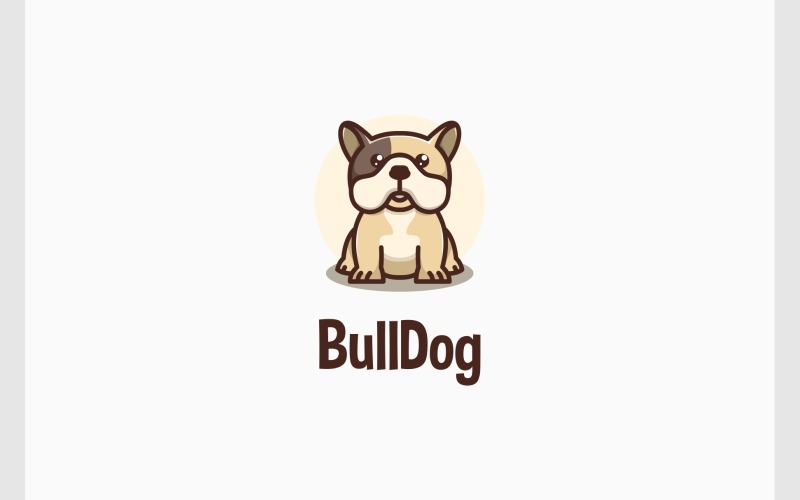 Logotipo fofo da mascote do cachorro Bulldog