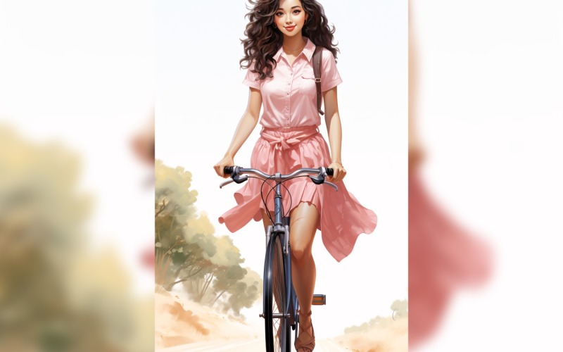 Tjej på cykel med rosa ballong som firar alla hjärtans dag 15
