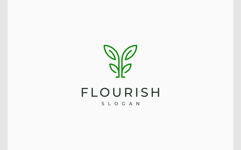 字母 F 或 FF 镜面植物叶子标志