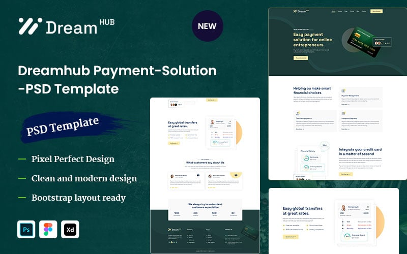 Dream hub Payment-Solution PSD-шаблон