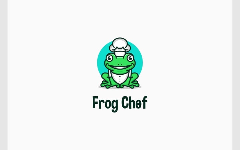 Logo szefa kuchni maskotka żaba ropucha gotowanie