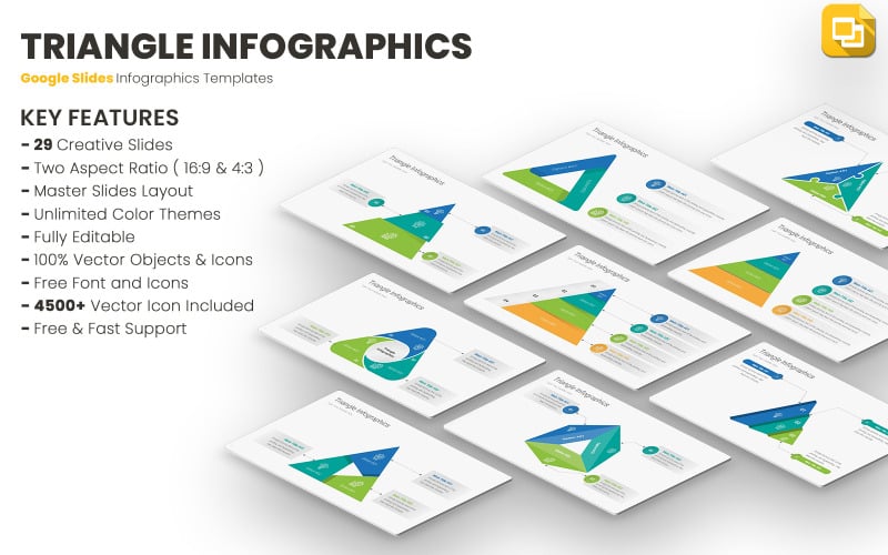 Modelos de infográficos de triângulo para Google Slides