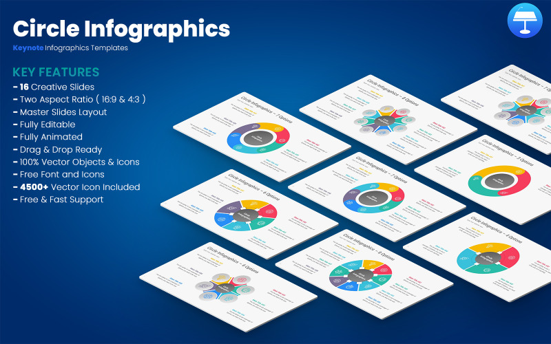Plantillas de Keynote de infografías circulares