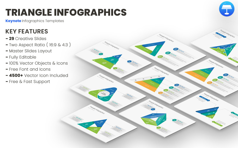 Plantillas de Keynote de infografías de triángulos