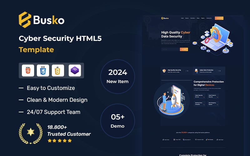 Busko — HTML5-шаблон кибербезопасности