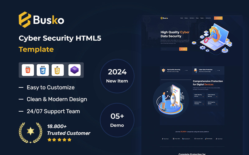 Busko - Plantilla HTML5 de seguridad cibernética