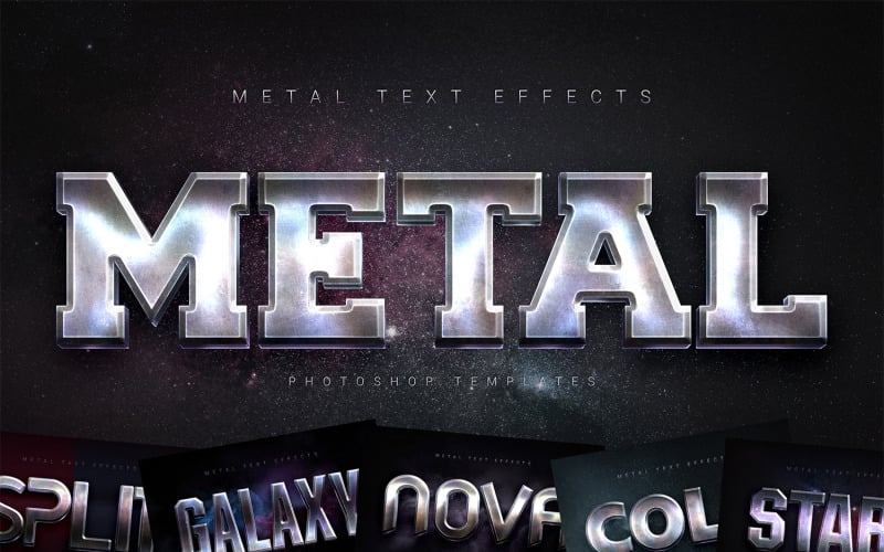 Efectos de texto de metal - Plantillas de Photoshop
