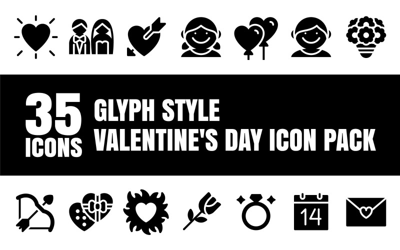 Glypiz - Pacchetto icone multiuso per San Valentino in stile glifo