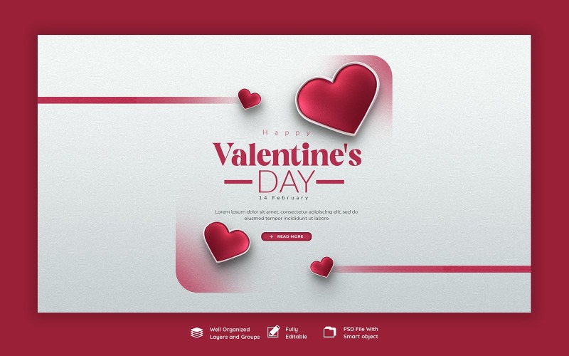Modèle de bannière Web pour les médias sociaux de la Saint-Valentin