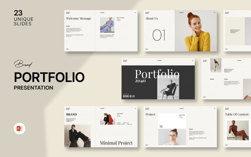 Modelo de Powerpoint de portfólio de marca