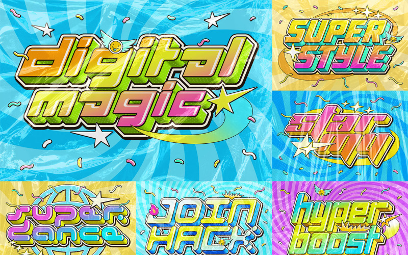 Y2k Text Effects Templates vol.3