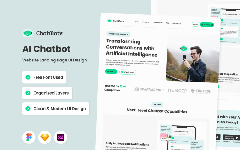 ChatMate - AI Chatbot Web Sitesi Açılış Sayfası