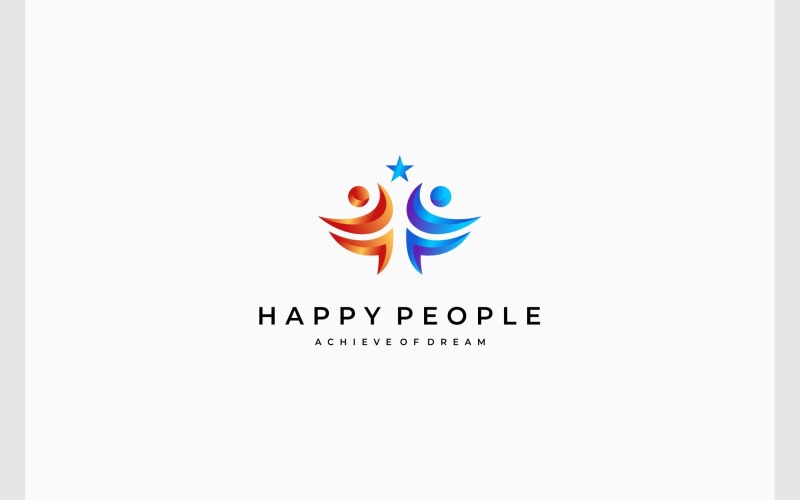 Logo colorato di successo di persone felici