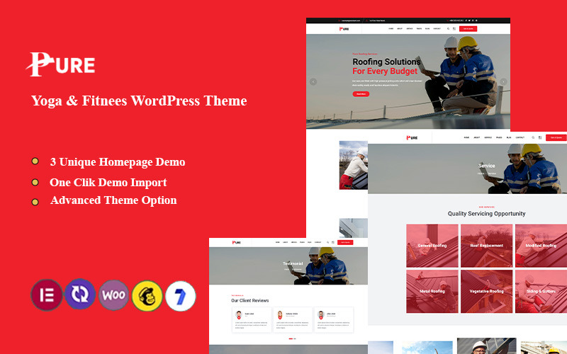 Pure - Thème Wordpress pour entreprise de toiture