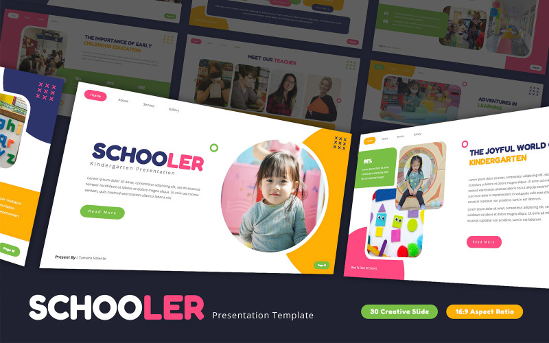 Escolar - Plantilla de PowerPoint para jardín de infantes