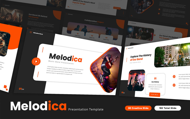 Melodica - Muziekband Google Dia's-sjabloon