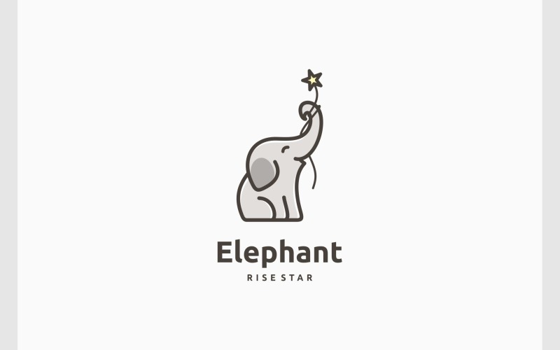 Niedliches Maskottchen-Elefant-Reach-Stern-Logo