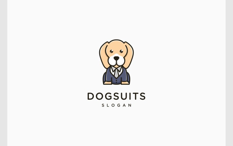 Sevimli Köpek Takım Elbise Maskot Karikatür Logosu
