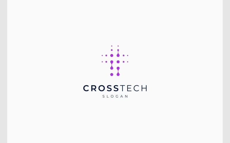Цифровий логотип Хрест Церкви молекули технології