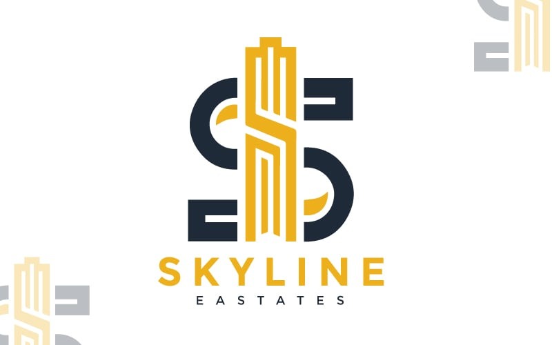 Design de logotipo imobiliário com letra S personalizável