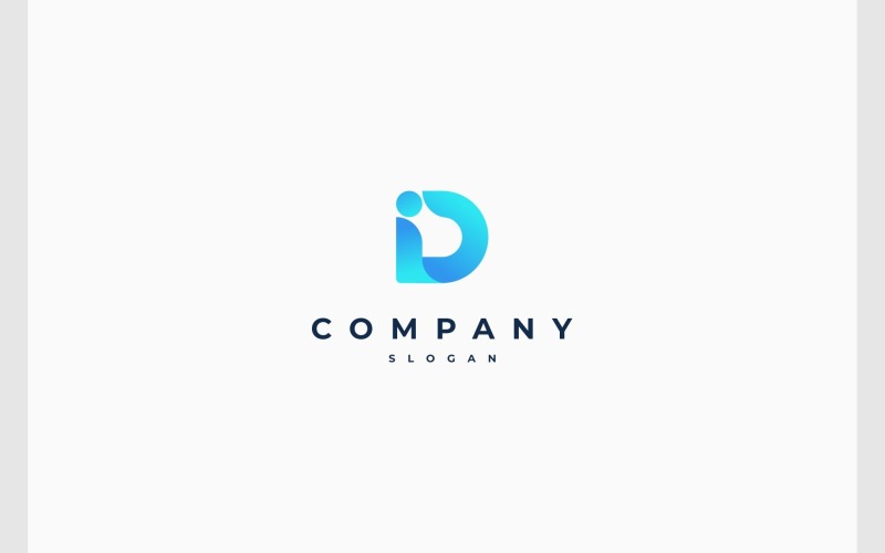 Logotipo de gradiente colorido de ID de letra DI