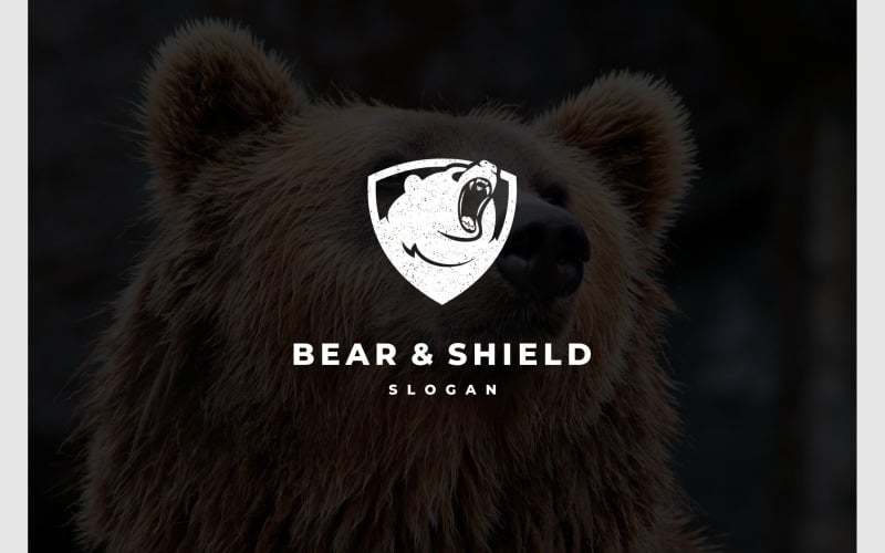Logotipo de segurança do escudo urso pardo