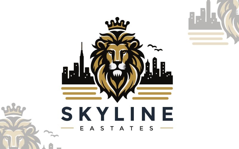 Modelo de logotipo imobiliário inspirado no Leão
